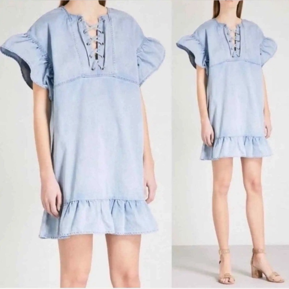 Ulla Johnson Marianne denim dress Sz 8 - Picture 2 of 7